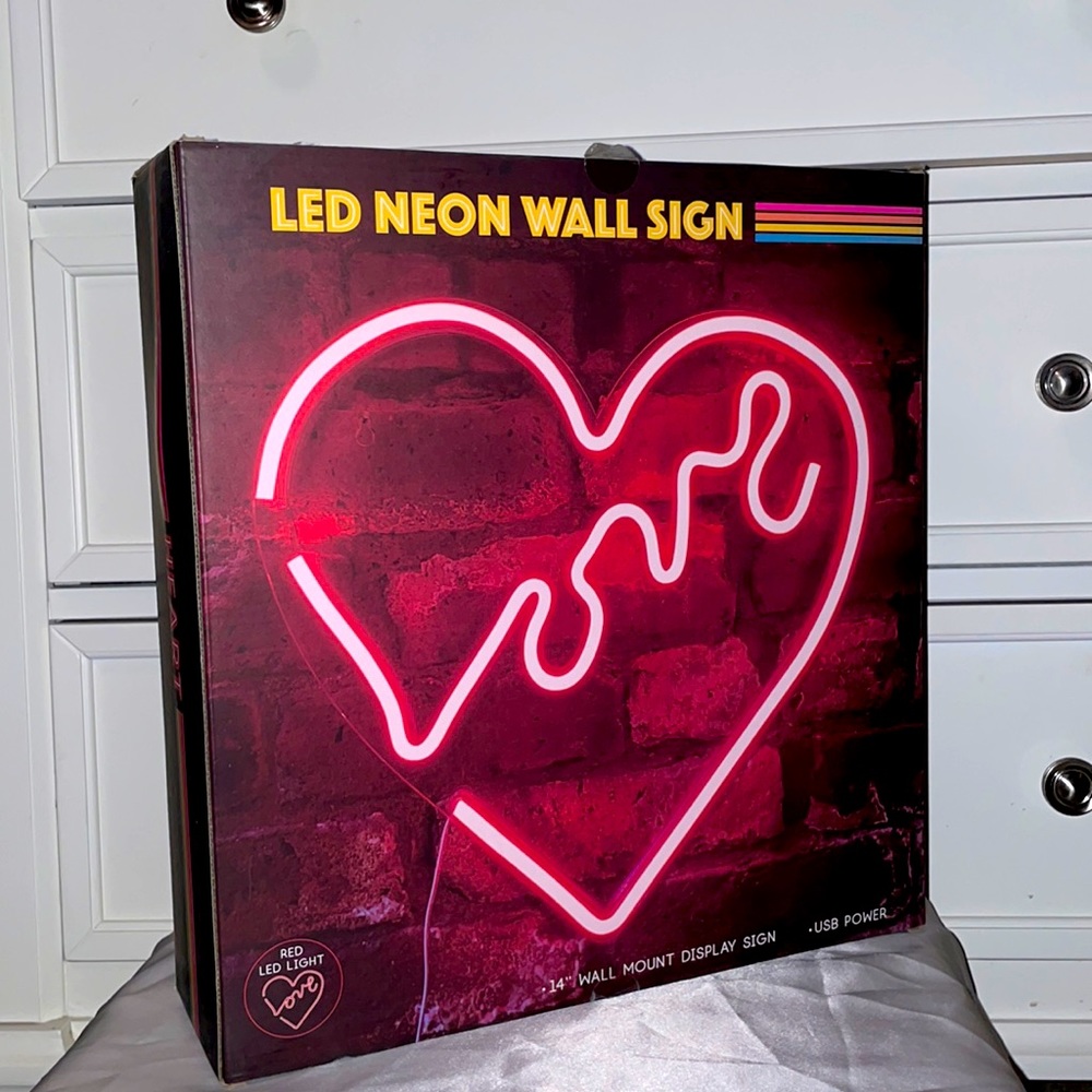 LED NEON SIGN “LOVE” in Red light.